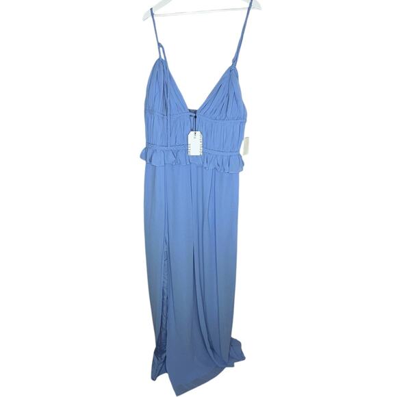 NWT Dress the Population Athena Plunge Cut Out Blue Maxi Dress Gown Size XXL - Picture 4 of 12